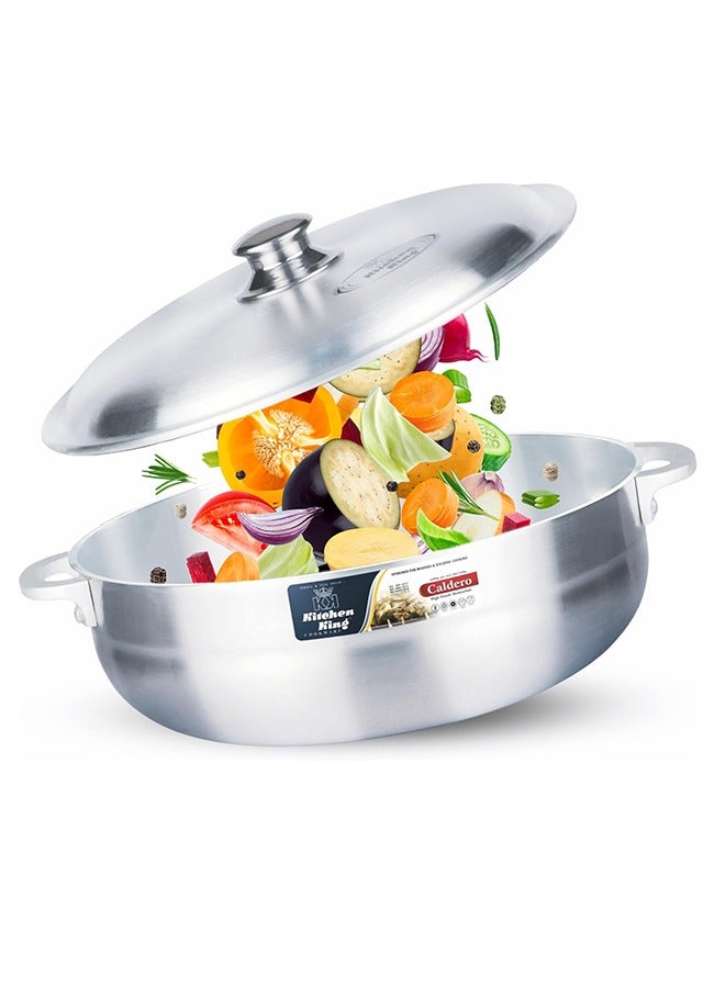 Kitchen King Premium Aluminium Caldero Pot – 24 cm (3.7 Ltr) – Heavy Bottom, Multi-Layer Durable Construction, Even Heat Distribution, Tight-Fitting Lid, Heat-Resistant Handles, Versatile for Stovetop & Oven, Dishwasher Safe - Image 2