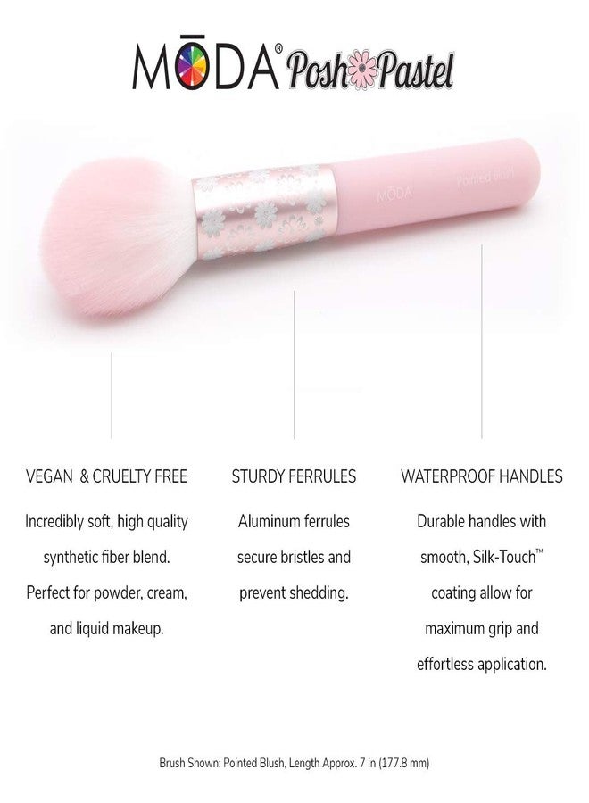 MODA Posh Pastel Signature 12pc Makeup Brush Kit - Complete Vegan Brush Set for Face & Eyes with Soft Synthetic Filaments - Image 5