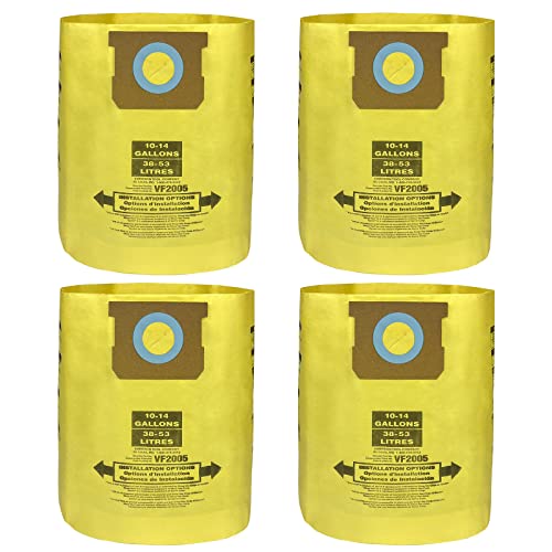 Jusiwow 4 Pack Fit for Shop Vac Bags 10-14 Gallon- Type F 90662, Type I 90672, VF2005 -High Efficiency Disposable Fine Dust Collection Vacuum Filter Bags, Double Layer Reinforced - Image 1
