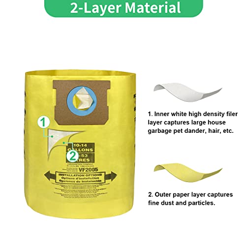 Jusiwow 4 Pack Fit for Shop Vac Bags 10-14 Gallon- Type F 90662, Type I 90672, VF2005 -High Efficiency Disposable Fine Dust Collection Vacuum Filter Bags, Double Layer Reinforced - Image 5