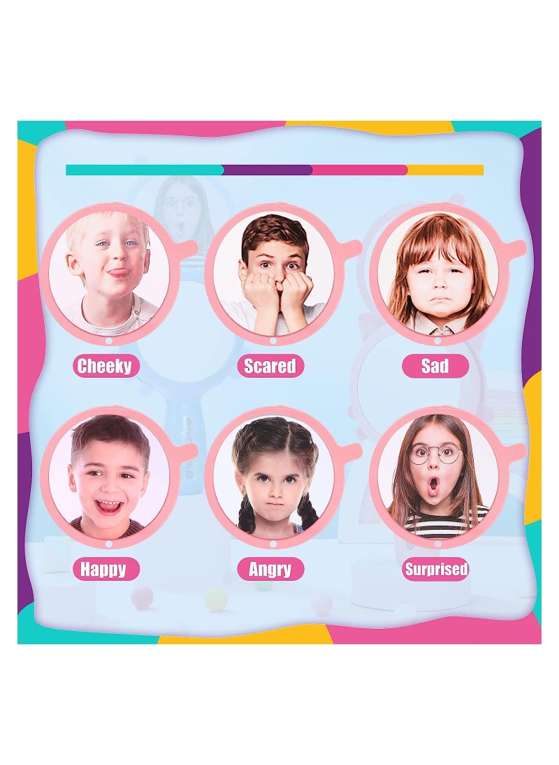 KASTWAVE - Emotional Learning Mirror Handheld Unbreakable Mirror Autism Sensory Toys Play Mirror For Kids Social Emotional Learning School Social Skills Therapy Tool Pink And Blue - Image 1