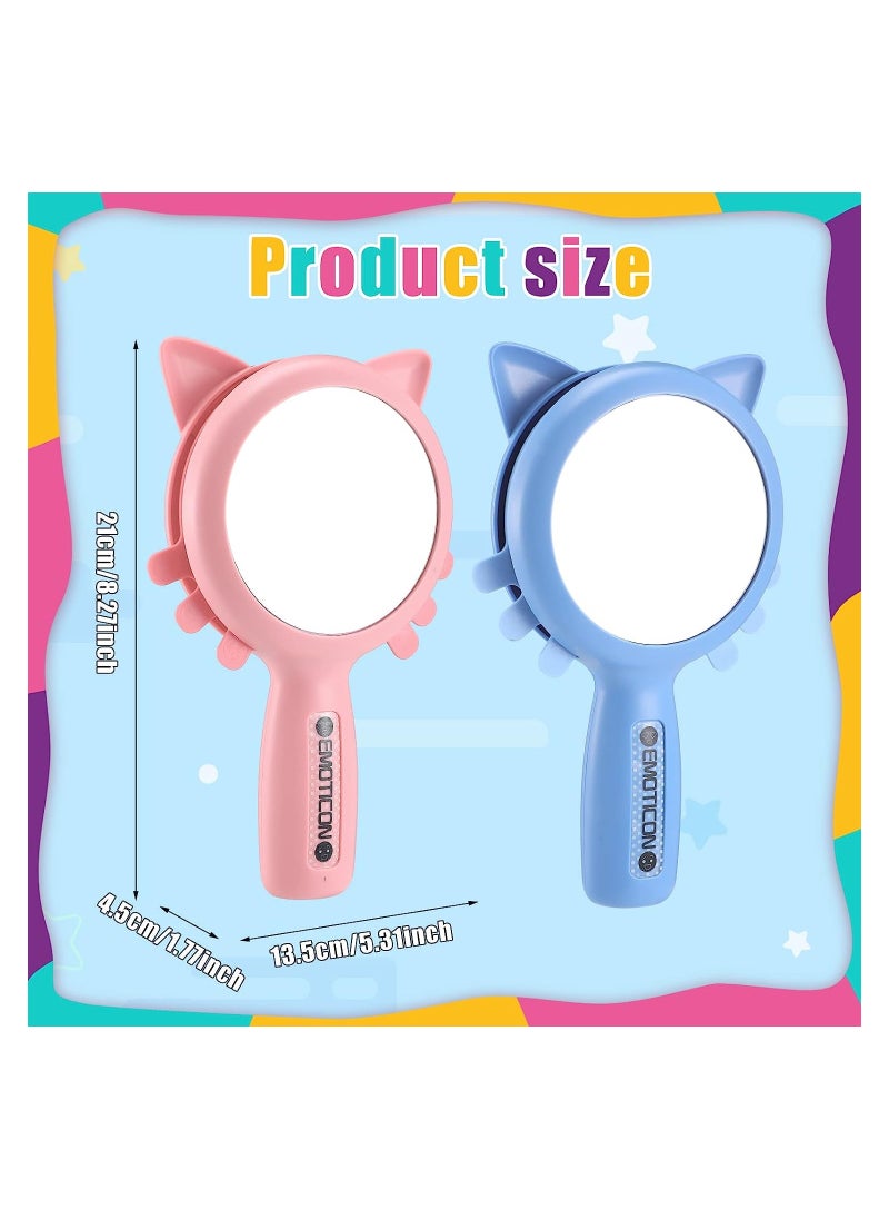 KASTWAVE - Emotional Learning Mirror Handheld Unbreakable Mirror Autism Sensory Toys Play Mirror For Kids Social Emotional Learning School Social Skills Therapy Tool Pink And Blue - Image 1
