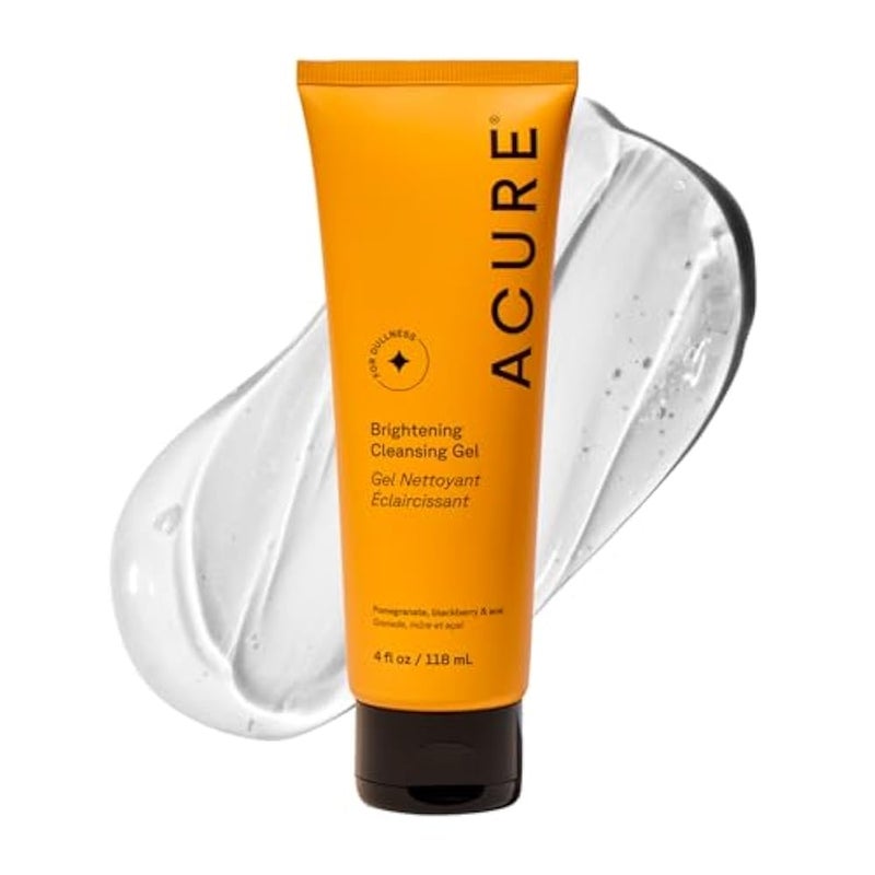 Acure Brightening Cleansing Gel - Vegan Cleanser for Radiant Skin - Pomegranate, Blackberry & Acai Infused - Antioxidant-Rich Gentle Formula for All Skin Types - 4 Fl Oz - Image 1