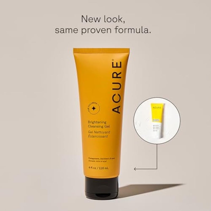 Acure Brightening Cleansing Gel - Vegan Cleanser for Radiant Skin - Pomegranate, Blackberry & Acai Infused - Antioxidant-Rich Gentle Formula for All Skin Types - 4 Fl Oz - Image 2