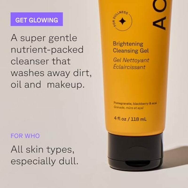 Acure Brightening Cleansing Gel - Vegan Cleanser for Radiant Skin - Pomegranate, Blackberry & Acai Infused - Antioxidant-Rich Gentle Formula for All Skin Types - 4 Fl Oz - Image 3