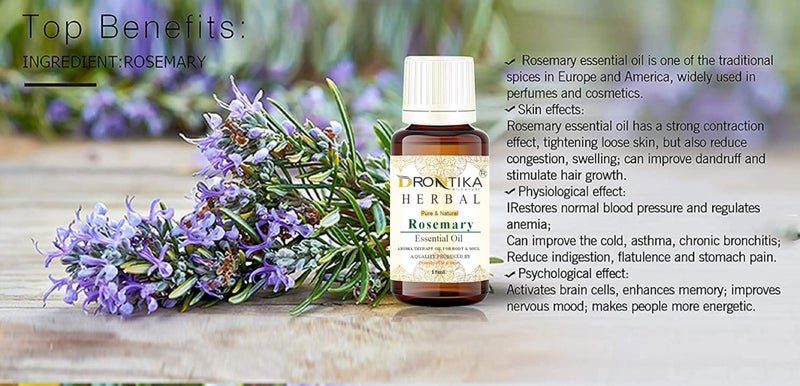 Drontika 100% Pure & Natural Rosemary Essential Oil / Aromatherapy Oil for Body Nad Soul (15 ml) - Image 3