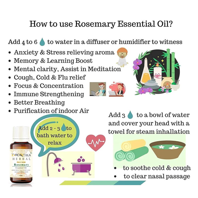 Drontika 100% Pure & Natural Rosemary Essential Oil / Aromatherapy Oil for Body Nad Soul (15 ml) - Image 4