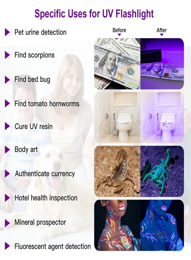 COSOOS Black Light UV Flashlight, 21 LED Handheld UV Light, 395nm Mini Blacklight Flashlight, Portable Pet Urine Detector for Dog Cat Urine Stains, Bed Bugs, Scorpion, Resin Curing, Nails - Image 2