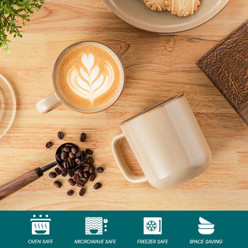 vancasso 16 oz Coffee Mugs Set of 6, Large Ceramic Mug with Handle, Unique Glaze Coffee Cups for Latte, Cappuccino & Hot Cocoa, Dishwasher & Microwave Safe, Brown, Series PLAYA - Image 4