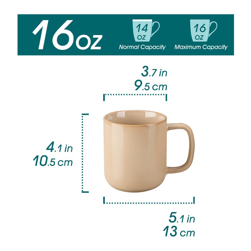 vancasso 16 oz Coffee Mugs Set of 6, Large Ceramic Mug with Handle, Unique Glaze Coffee Cups for Latte, Cappuccino & Hot Cocoa, Dishwasher & Microwave Safe, Brown, Series PLAYA - Image 2