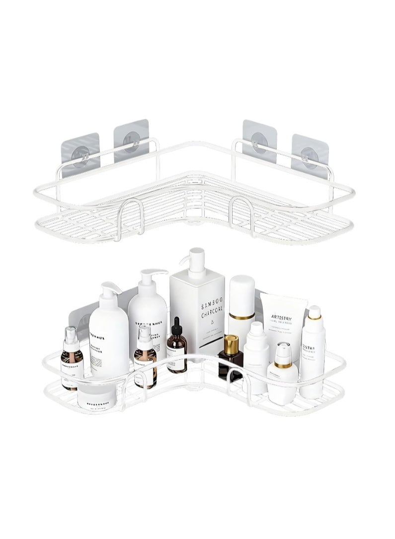 Corner Shower Caddy - 2 Pack, Adhesive Shower Organizers, Iron Art Rustproof Shower Shelves, No Drilling Bathroom Organizers and Storage Racks for Bathroom, Kitchen And Toilet - Image 1