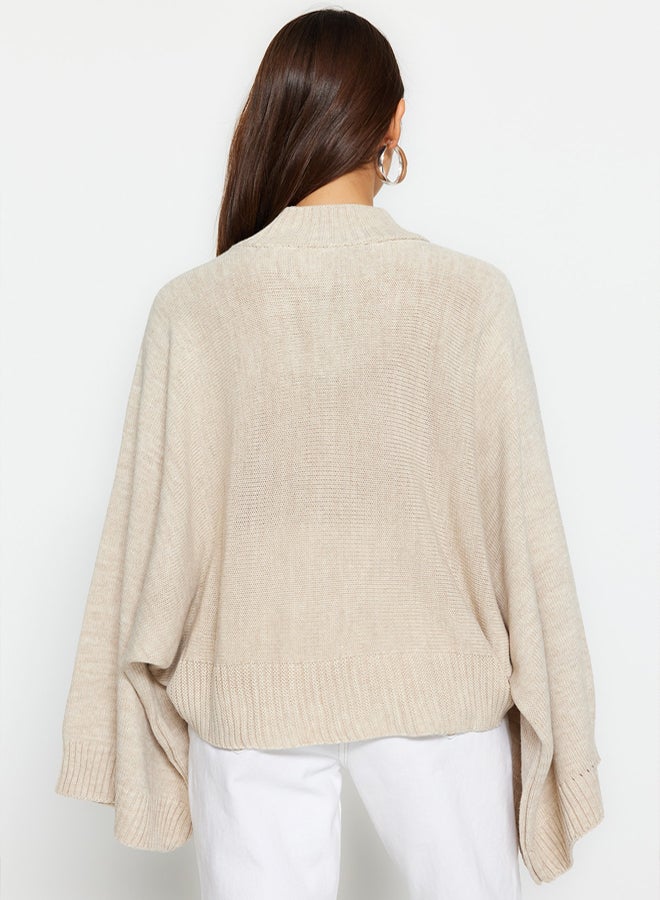 trendyol Stone Wide Pattern Spanish Sleeve Knitted Sweater - Image 5