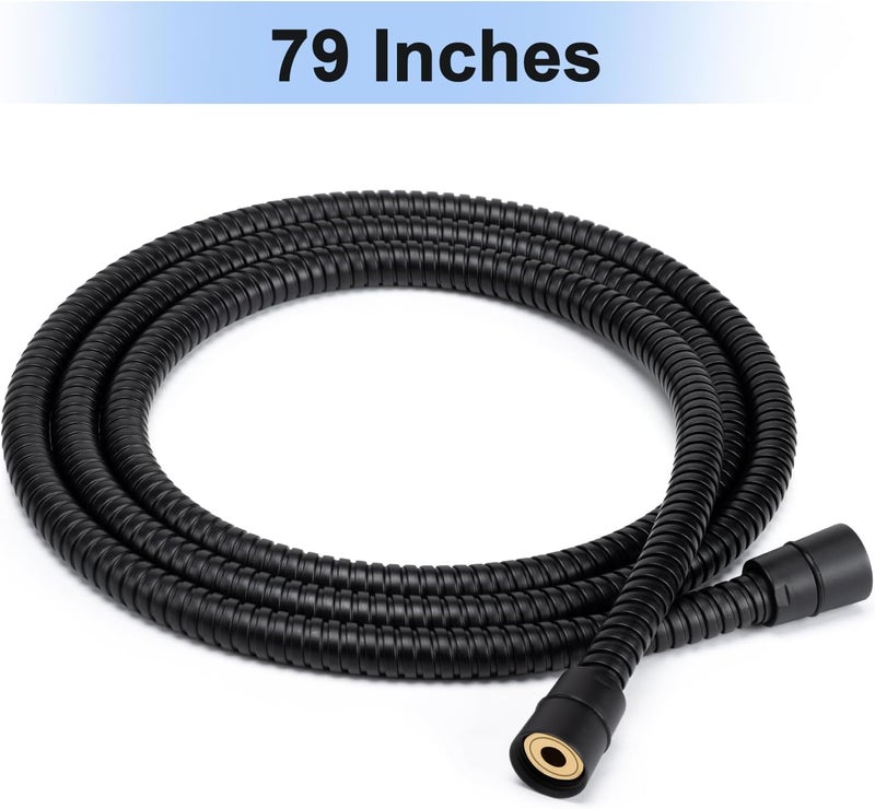 Eisinly Shower Hose, 79 Inches Extra Long Stainless Steel Handheld Shower Head Hose with Brass Insert and Nut, Flexible, Matte Black - Image 2