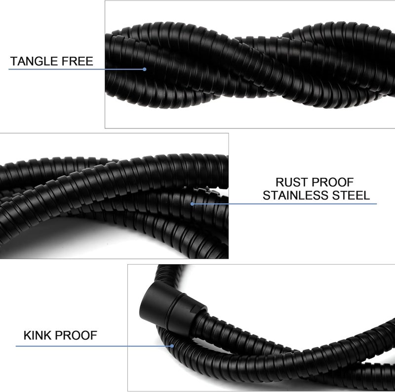 Eisinly Shower Hose, 79 Inches Extra Long Stainless Steel Handheld Shower Head Hose with Brass Insert and Nut, Flexible, Matte Black - Image 4