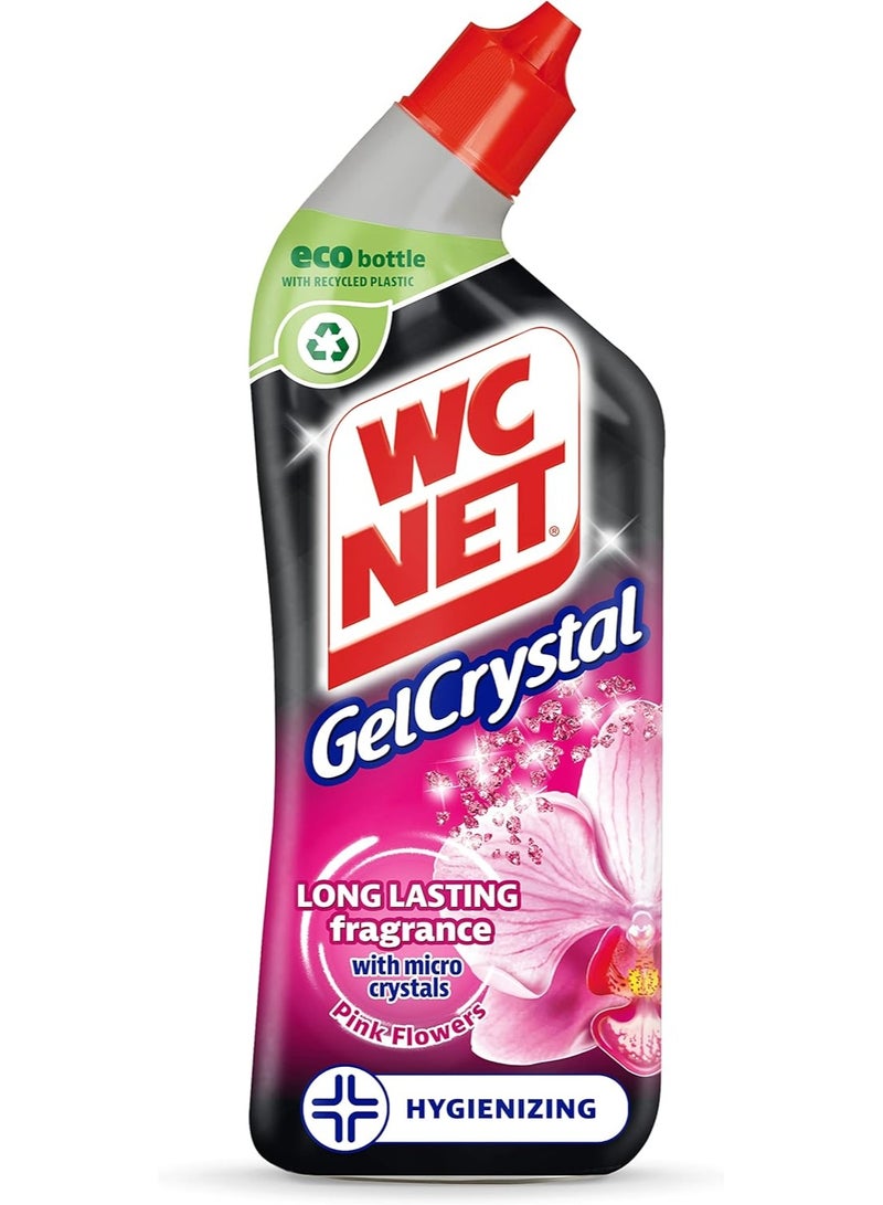 Wc Net Gel Crystal Pink Flowers Stain Remover Cleaner For Toilet Anti Limescale And Sanitizer 750 ML
