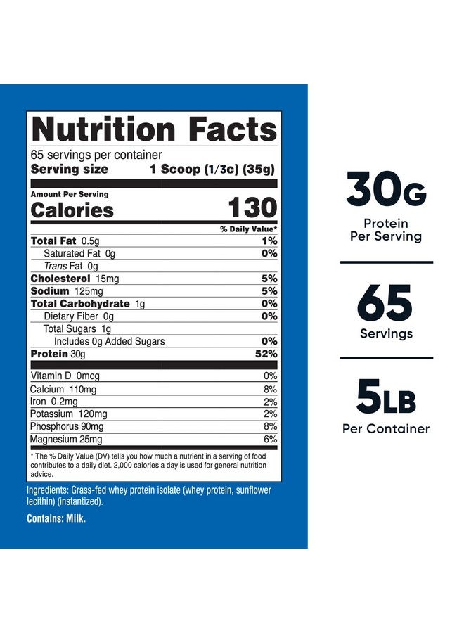 بروتين مصل اللبن المعزول من Nutricost Grass-Fed (بدون نكهة) 5 رطل - خالٍ من هرمون النمو البقري، وغير معدّل وراثيًا وخالي من الجلوتين - Image 2