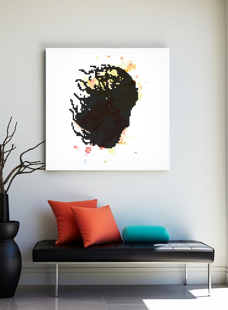 LOWHA Square Canvas Wall Art Stretched Over Wooden Frame with Man's Face Fading Conceptual Art Painting - Image 1