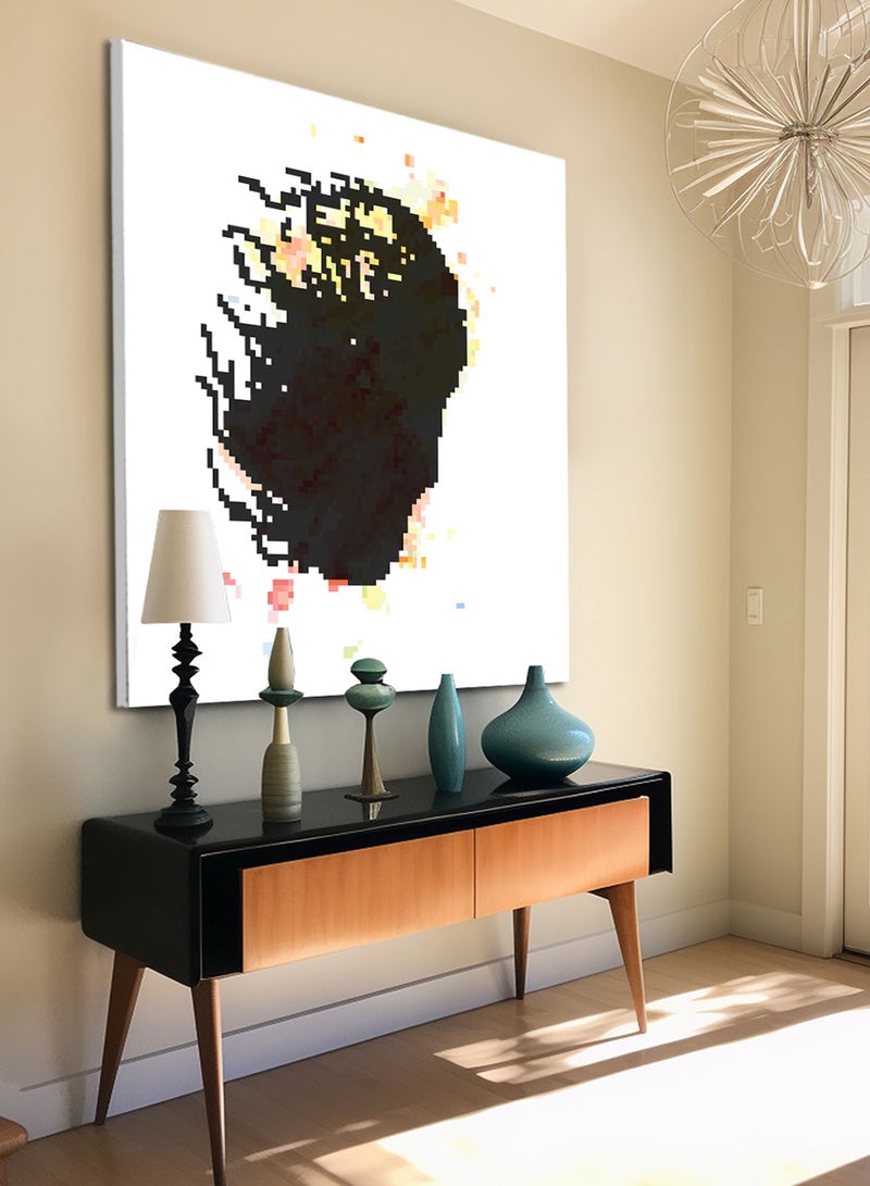 LOWHA Square Canvas Wall Art Stretched Over Wooden Frame with Man's Face Fading Conceptual Art Painting - Image 3