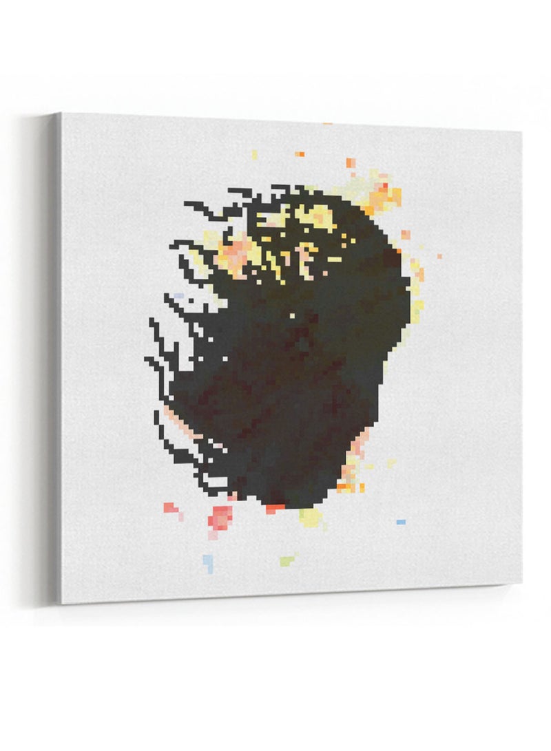 LOWHA Square Canvas Wall Art Stretched Over Wooden Frame with Man's Face Fading Conceptual Art Painting - Image 4