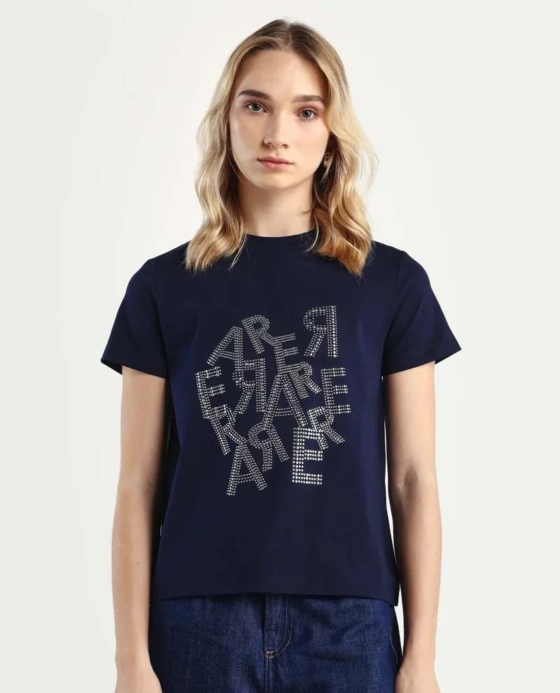 ريريزم تيشيرت نسائي بياقة مستديرة وطبعة جرافيك