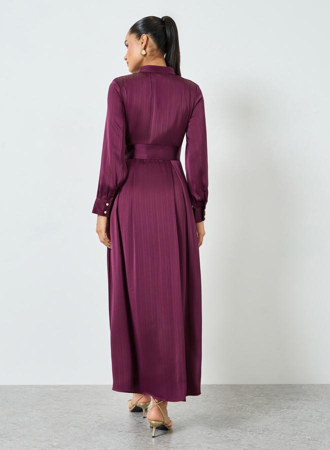Styli Magenta Long Sleeves Shirt Maxi Dress - Image 5