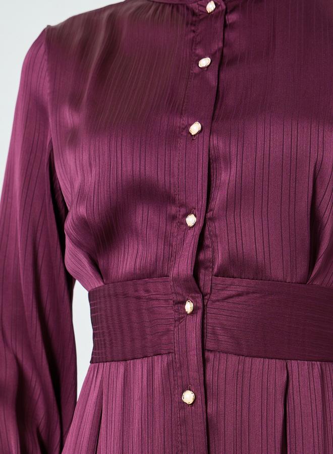 Styli Magenta Long Sleeves Shirt Maxi Dress - Image 4