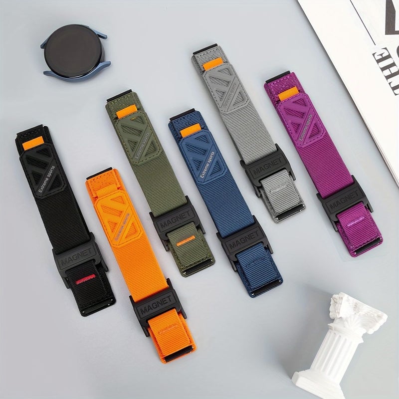Fern Green 20mm Woven Magnetic Buckle Nylon Sports Watch Strap Compatible with Samsung Galaxy Watch 7 6 5 4 40mm 44mm Watch 6 Classic Watch 4 Classic Watch 5 Pro Watch 3 Classic 41mm Active 2 - Image 5