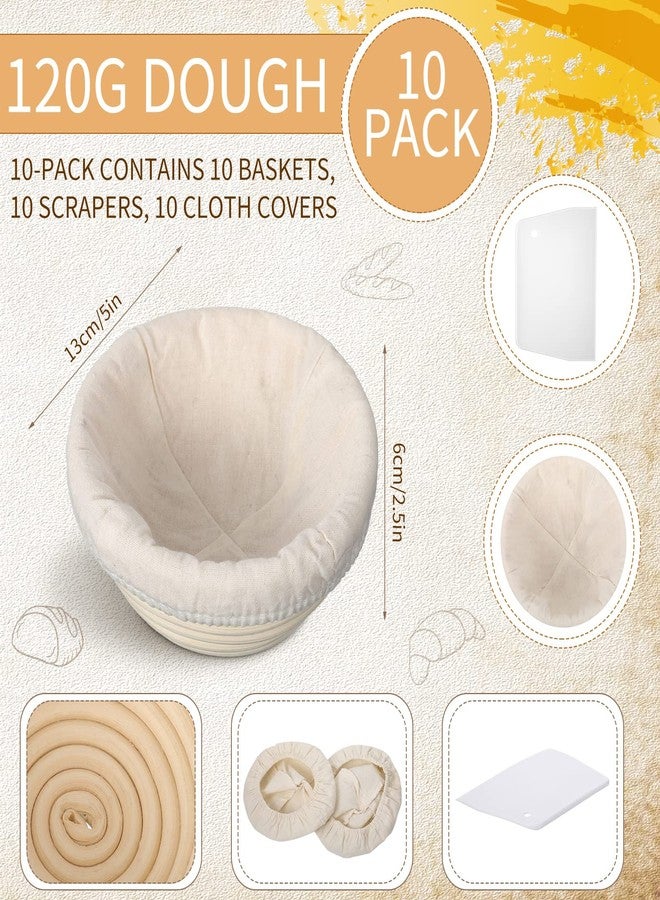 ايرينير مجموعة أدوات تخمير العجين من إيريناري، 10 قطع، سلة تخمير العجين المستدير، سلة تخمير العجين المخمر، وعاء خبز من الخيزران مع بطانة ومكشطة، هدية مثالية للمبتدئين والمحترفين في الخبز المنزلي (5 بوصة). - Image 3