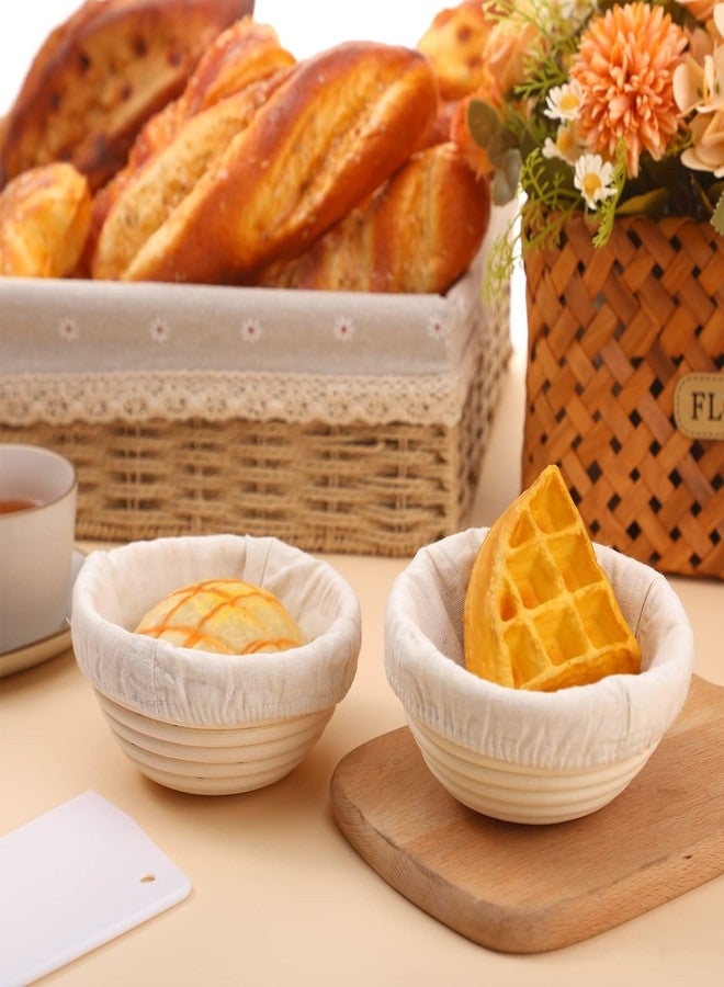 ايرينير مجموعة أدوات تخمير العجين من إيريناري، 10 قطع، سلة تخمير العجين المستدير، سلة تخمير العجين المخمر، وعاء خبز من الخيزران مع بطانة ومكشطة، هدية مثالية للمبتدئين والمحترفين في الخبز المنزلي (5 بوصة). - Image 4