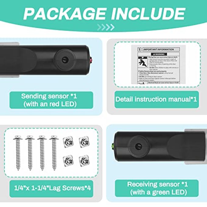 Vanesa for Genie Garage Door Sensor, Replacement for Genie/Overhead Garage Door Sensor, Compatible with Genie/Overhead Garage Door Opener Made After 1993, Item Includes Two Sensors (Receiving&Sending) - Image 2