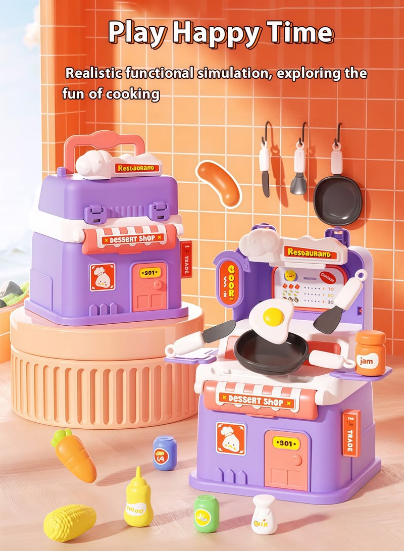 Kids Kitchen Playset, Multi functional kitchen,Handheld storage puzzle early education,Children Role Play Cookware Indoor DIY Kitchen Toy,Play Kitchen Set for Toddler 3-5, Complete Pretend Play Kitchen Accessories with Play Food, Utensils and Pots, Birthday Gifts Toys for 3 4 5 Year Old Girls & Boys - Image 3
