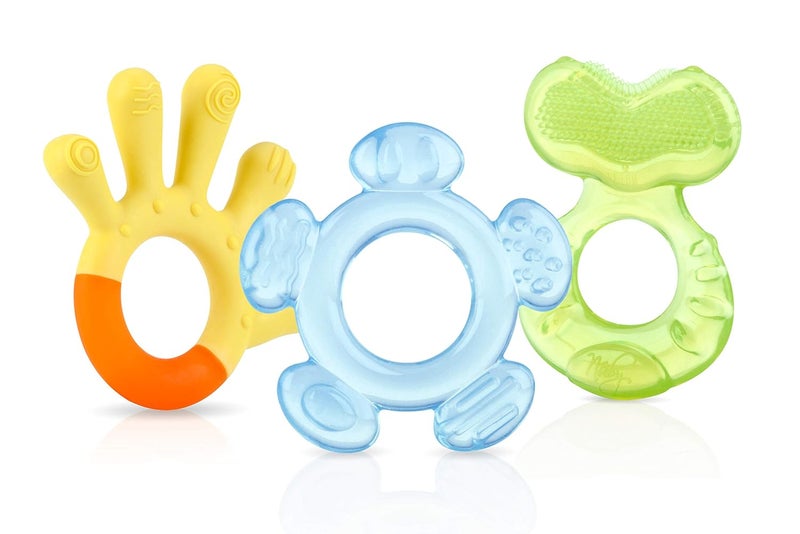 Nuby مجموعة عضاضات نوبى ثلاث خطوات 3 عبوات 3 أشهر أسطح عضاضة ناعمة وصلبة - Image 1