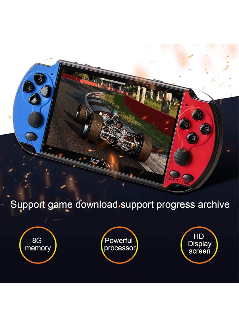 SMARTX - X7 Plus 5.1 Inch Handheld Video Game Console with Double Rocker, 8GB Memory, Built-in 1000 Classic Games, MP5 Player, Support TV Output, Portable Retro Gaming Device for Kids and Adults - Image 1