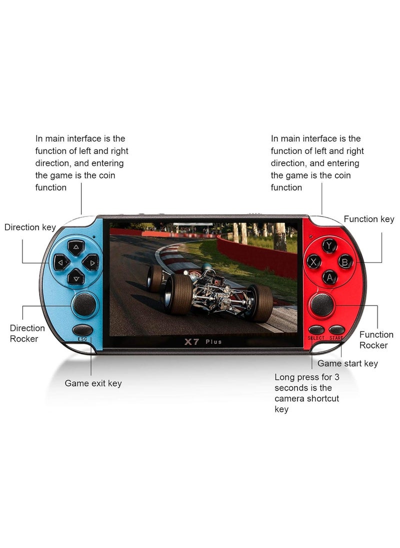 SMARTX - X7 Plus 5.1 Inch Handheld Video Game Console with Double Rocker, 8GB Memory, Built-in 1000 Classic Games, MP5 Player, Support TV Output, Portable Retro Gaming Device for Kids and Adults - Image 1