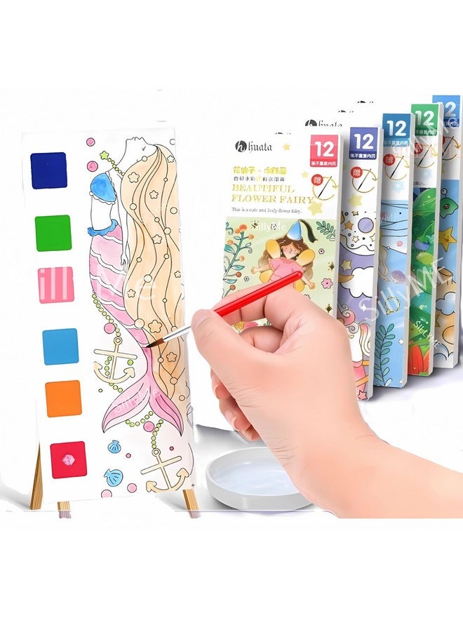 Sillyme 2 pcs Magical Water Painting Book - Return Gifts Birthday Paty for Kids - Coloring Drawing Books - Embeded Water Paint Color in Each Sheet - Best Birthday Return Gifts for Kids in Bulk  - Image 1