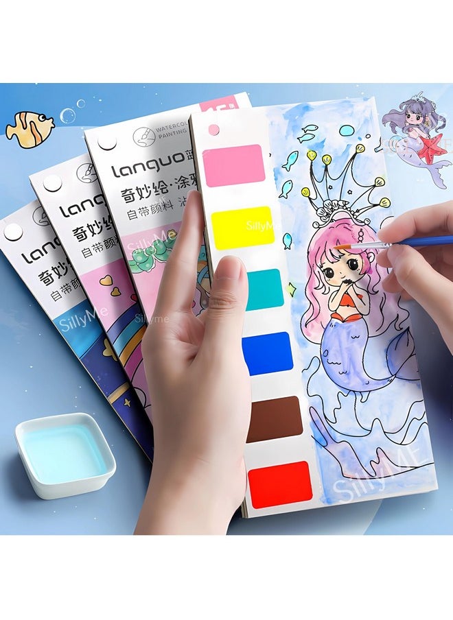 Sillyme 2 pcs Magical Water Painting Book - Return Gifts Birthday Paty for Kids - Coloring Drawing Books - Embeded Water Paint Color in Each Sheet - Best Birthday Return Gifts for Kids in Bulk  - Image 3