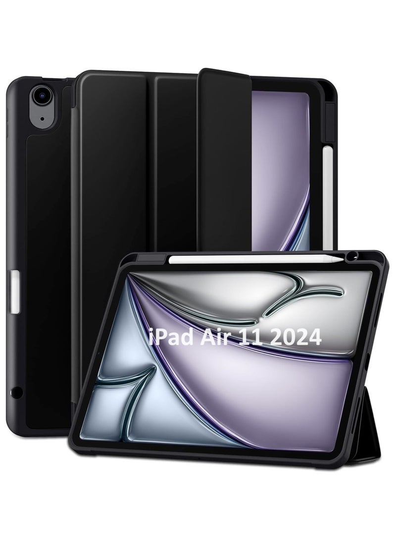 Case for iPad Air 11-inch (M2) 2024 Tri-Fold Smart Tablet PU Leather Case, Hard PC Back Shell Slim Case Multi- Viewing Angles Stand Hard Shell Folio Case Cover with Auto Wake up  - Image 1