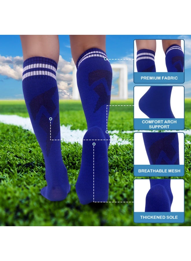 Kids Soccer Socks, 3 Pair Striped Knee High Football Socks for Boys & Girls, Youth Sports Athletic Socks for Ages 6-12 - Image 3