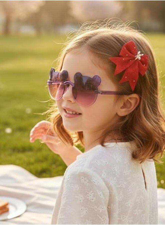 Girls’ Sunglasses | Girls’ Sunglasses with 2 Bow-Shaped Hair Ties | Multiple colors and designs. - Image 1