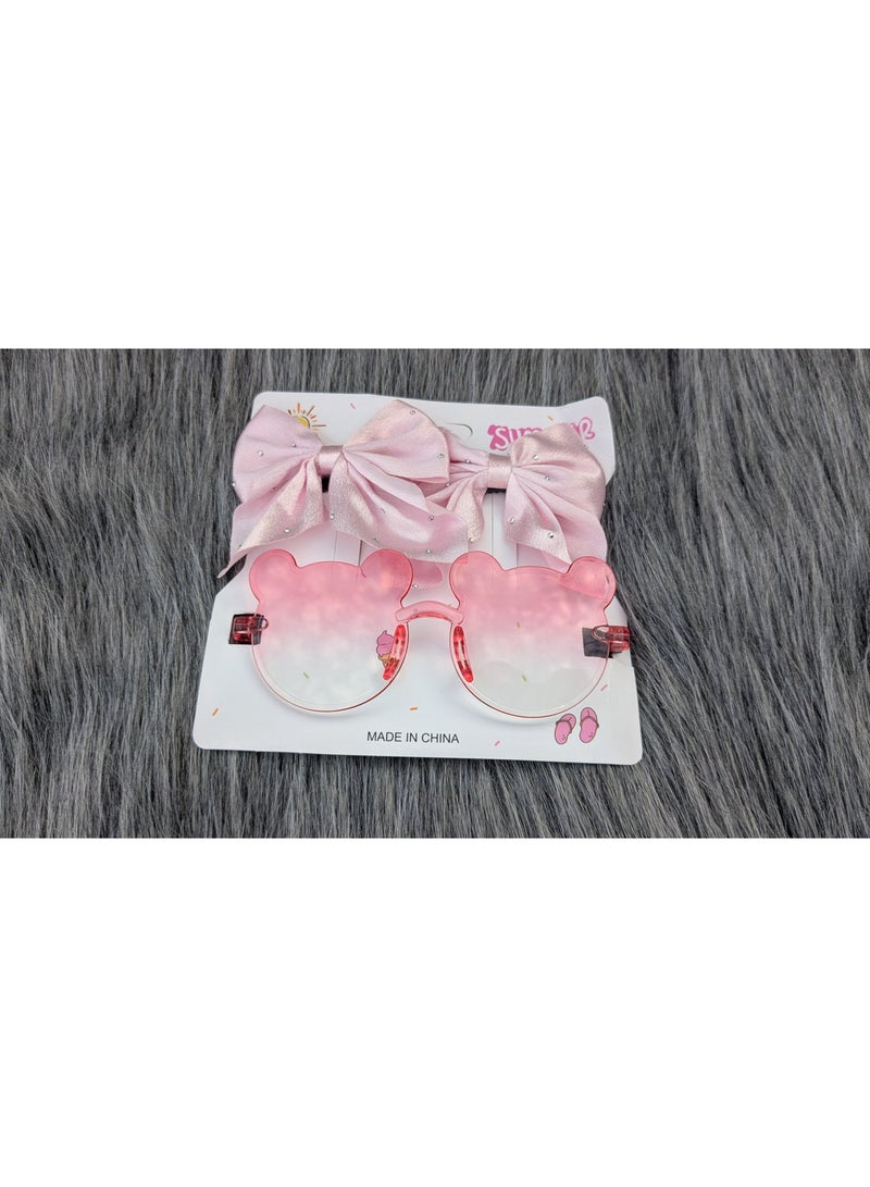 Girls’ Sunglasses | Girls’ Sunglasses with 2 Bow-Shaped Hair Ties | Multiple colors and designs. - Image 2