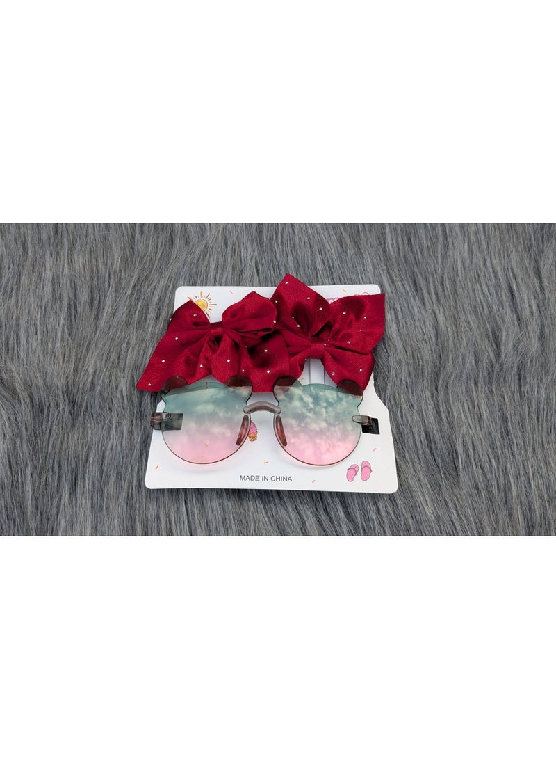 Girls’ Sunglasses | Girls’ Sunglasses with 2 Bow-Shaped Hair Ties | Multiple colors and designs. - Image 5