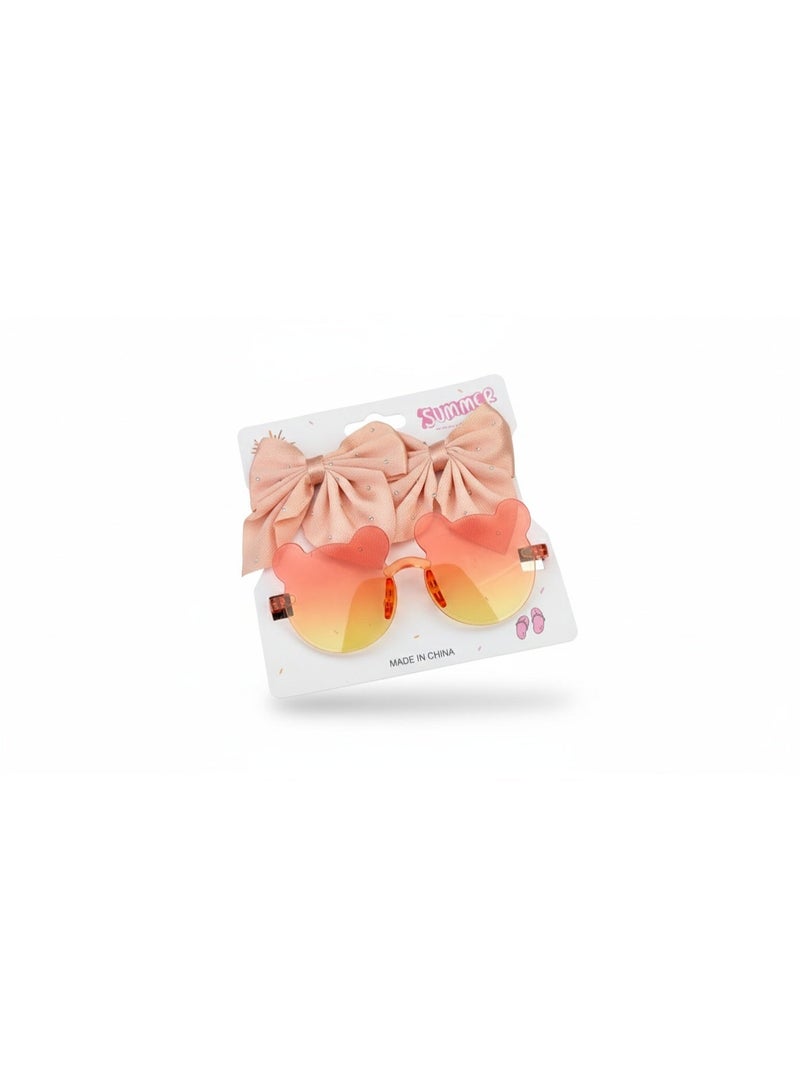 Girls’ Sunglasses | Girls’ Sunglasses with 2 Bow-Shaped Hair Ties | Multiple colors and designs. - Image 4