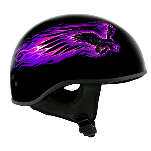 Hot Leathers HLD1007 'Black Out Eagle' Gloss Black Motorcycle DOT Skull Cap Half Helmet for Men and Women Biker - Medium - Image 2
