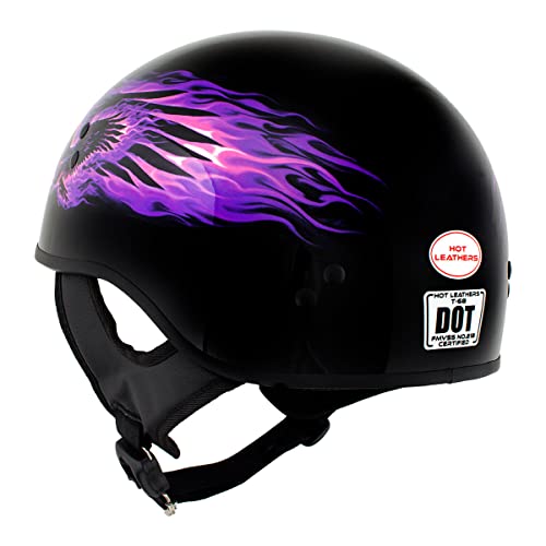 Hot Leathers HLD1007 'Black Out Eagle' Gloss Black Motorcycle DOT Skull Cap Half Helmet for Men and Women Biker - Medium - Image 5