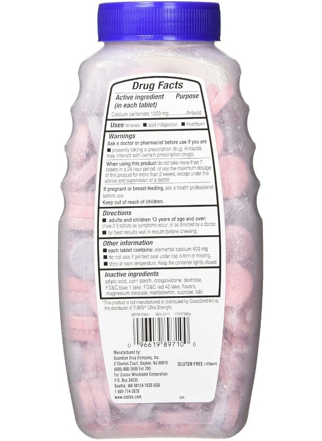 Kirkland Signature Chewable Ultra Strength Antacid/Calcium Supplement 1000mg 265 Count (Pack of 2)