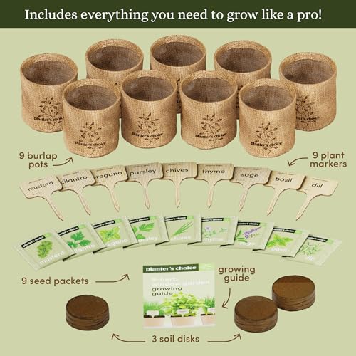Planters' Choice 9 Herb Indoor Window Garden Kit - House Plants Seeds - Best Unique Christmas Gift Ideas for Women, Mom, Friend, Her, Birthday, Housewarming, Mother - New Home Kitchen Gifts - Image 4