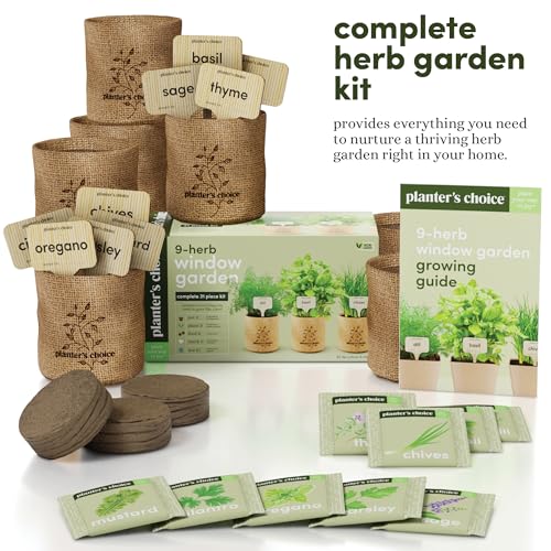 Planters' Choice 9 Herb Indoor Window Garden Kit - House Plants Seeds - Best Unique Christmas Gift Ideas for Women, Mom, Friend, Her, Birthday, Housewarming, Mother - New Home Kitchen Gifts - Image 2