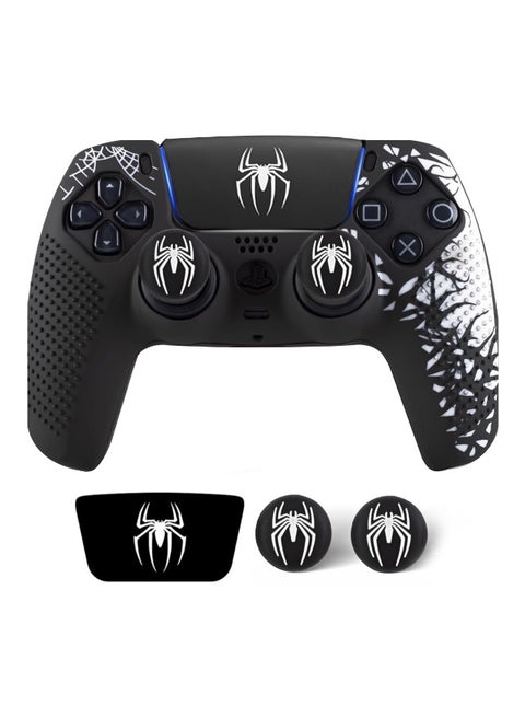 Anti-Slip PS5 Controller Skin, PS5 Controller Accessories, Non-Slip Silicone PS5 Cover Thumb Grip Gaps, Touch Pad Sticker and Cover Wrap Stickers -Black-Spider