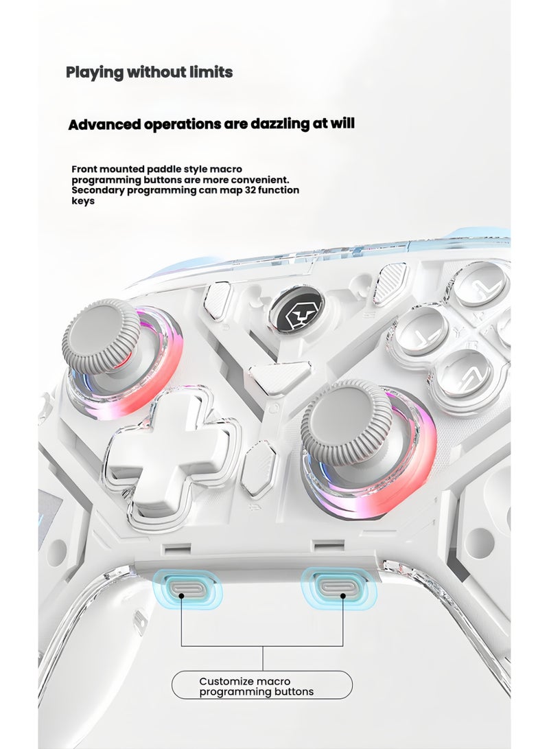 AOLION PC Controller,Bluetooth Controller with Hall Triggers,Hall Joysticks,RGB Light,for PC/Switch/iOS/Android 1000mAh with Charging Dock  - Image 4