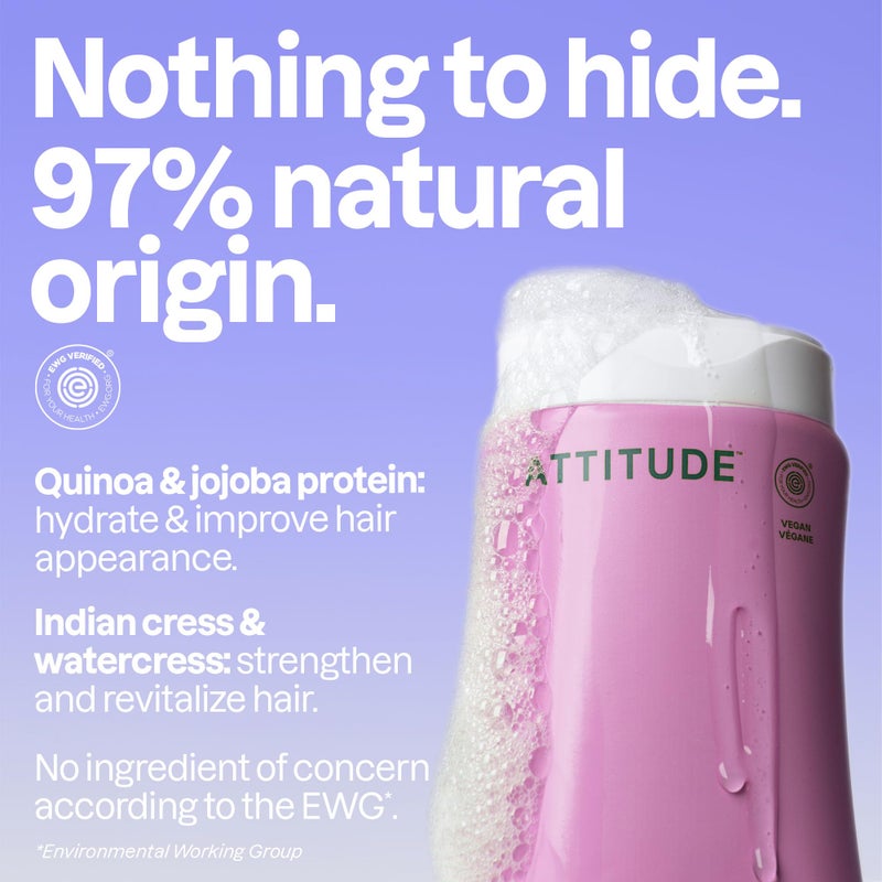 ATTITUDE Moisture Rich Hair Shampoo, EWG Verified, For Dry and Damaged Hair, Naturally Derived Ingredients, Vegan, Plant Based, Quinoa and Jojoba, 8 Fl Oz - Image 3